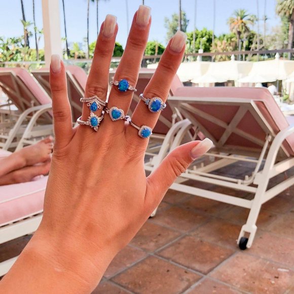 Blue Opal ring, size 7, 925 Sterling Silver Charmed Aroma - Picture 8 of 13